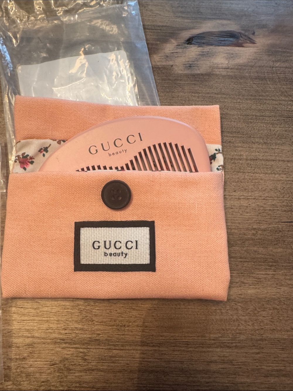 Gucci Peach Canvas Card & Comb Pouch